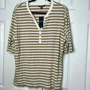 Ralph Lauren Tan/White Striped Shirt Size 3X